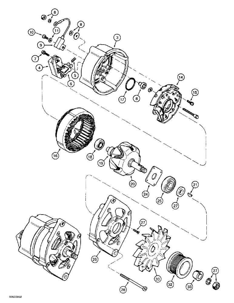 Схема запчастей Case 585E - (4-02) - A186125 ALTERNATOR (04) - ELECTRICAL SYSTEMS