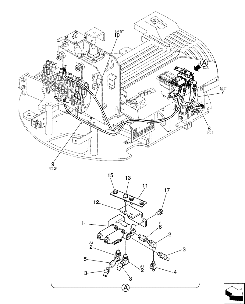 Схема запчастей Case CX31B - (01-060[01]) - CONTROL LINES, VALVE, ANGLE DOZER (35) - HYDRAULIC SYSTEMS