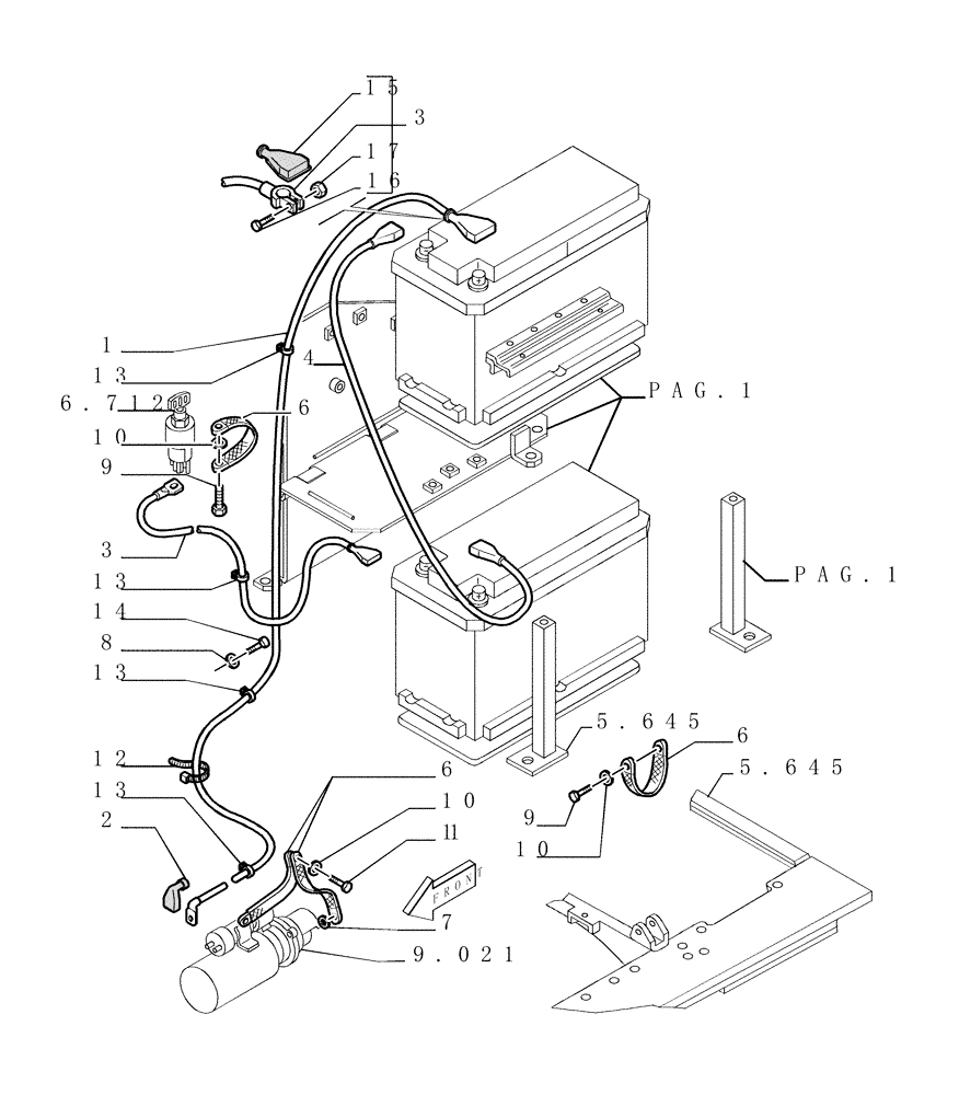 Схема запчастей Case 1850K - (6.701[02]) - BATTERY - SEAT AND SUPPORT (13) - Electrical System / Decals