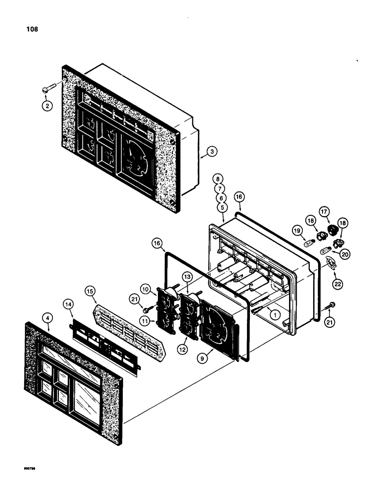 Схема запчастей Case 580D - (108) - INSTRUMENT CLUSTER (04) - ELECTRICAL SYSTEMS