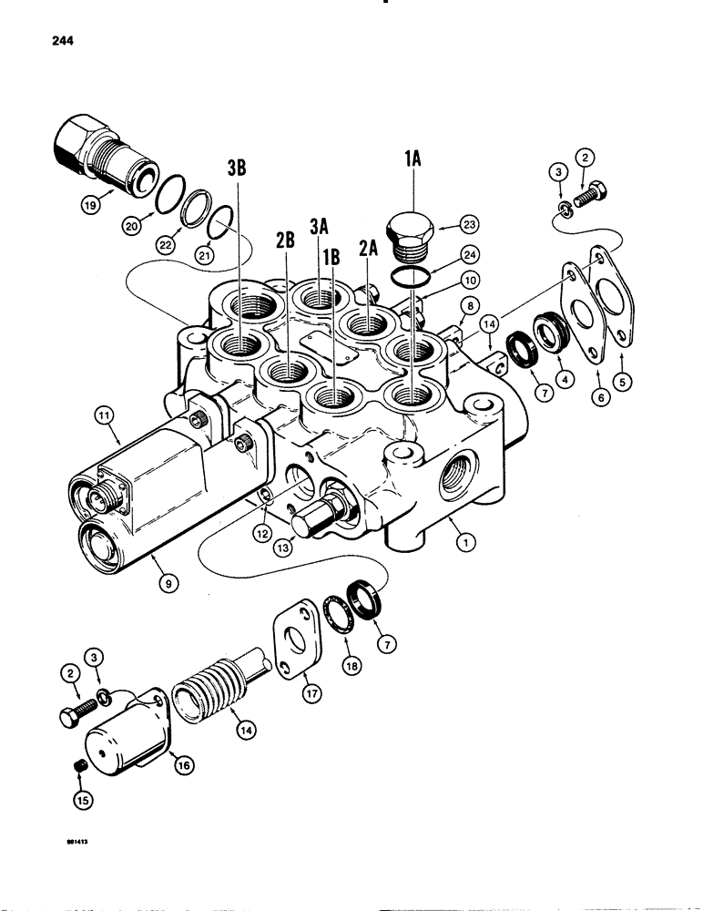 Схема запчастей Case 780B - (244) - L101841 LOADER CONTROL VALVE (3 SPOOL) (08) - HYDRAULICS