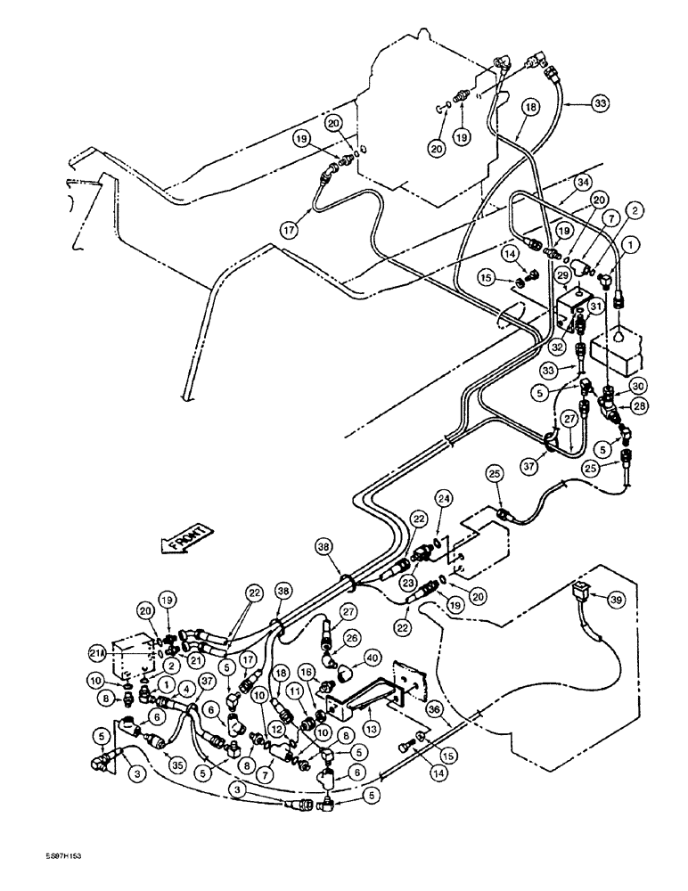 Схема запчастей Case 9040B - (8-088) - DOUBLE ACTION AUXILIARY EQUIPMENT OPTION, PILOT CONTROL LINES, STD MODELS PRIOR TO PIN DAC0401166 (08) - HYDRAULICS