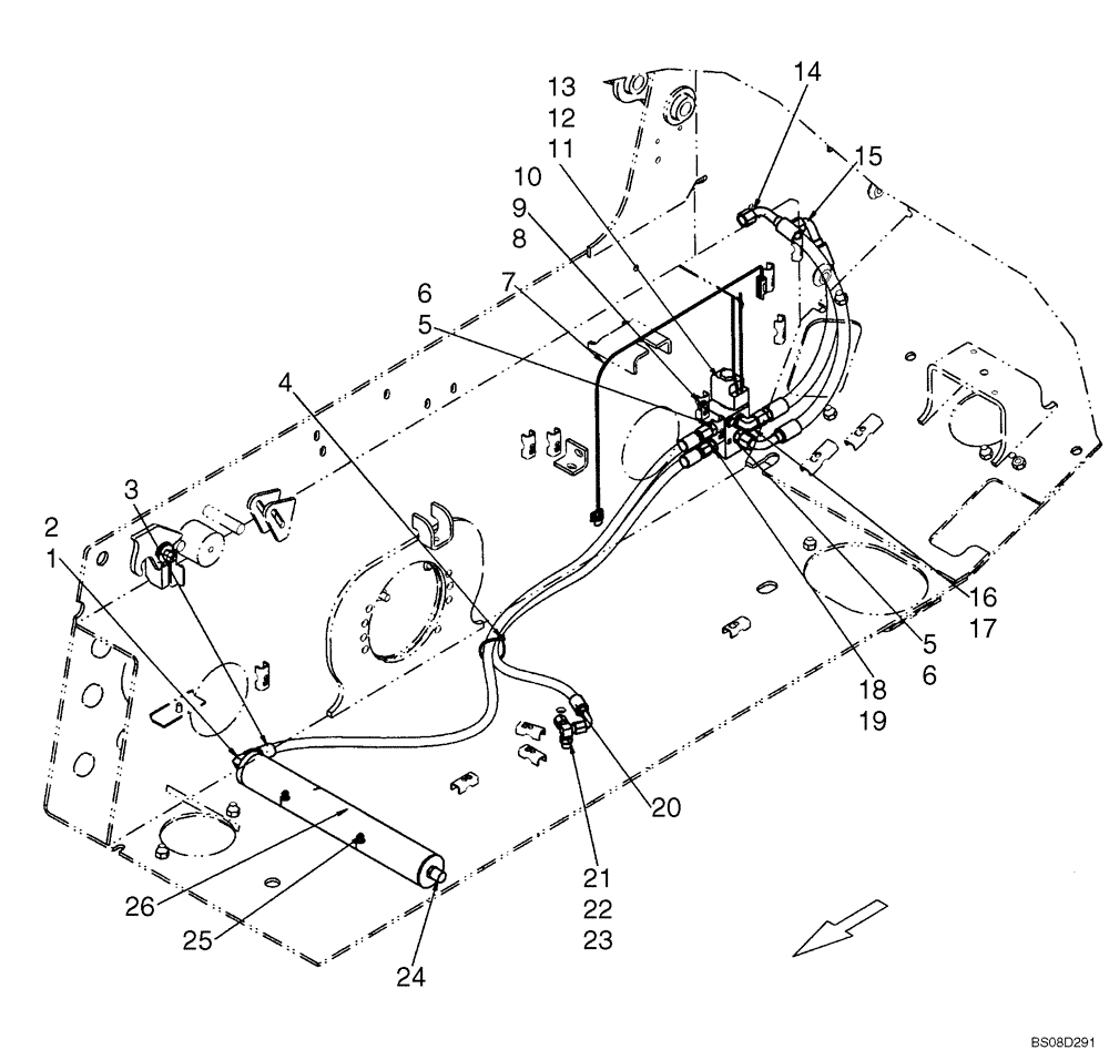 Схема запчастей Case 410 - (08-07) - HYDRAULICS - RIDE CONTROL (08) - HYDRAULICS