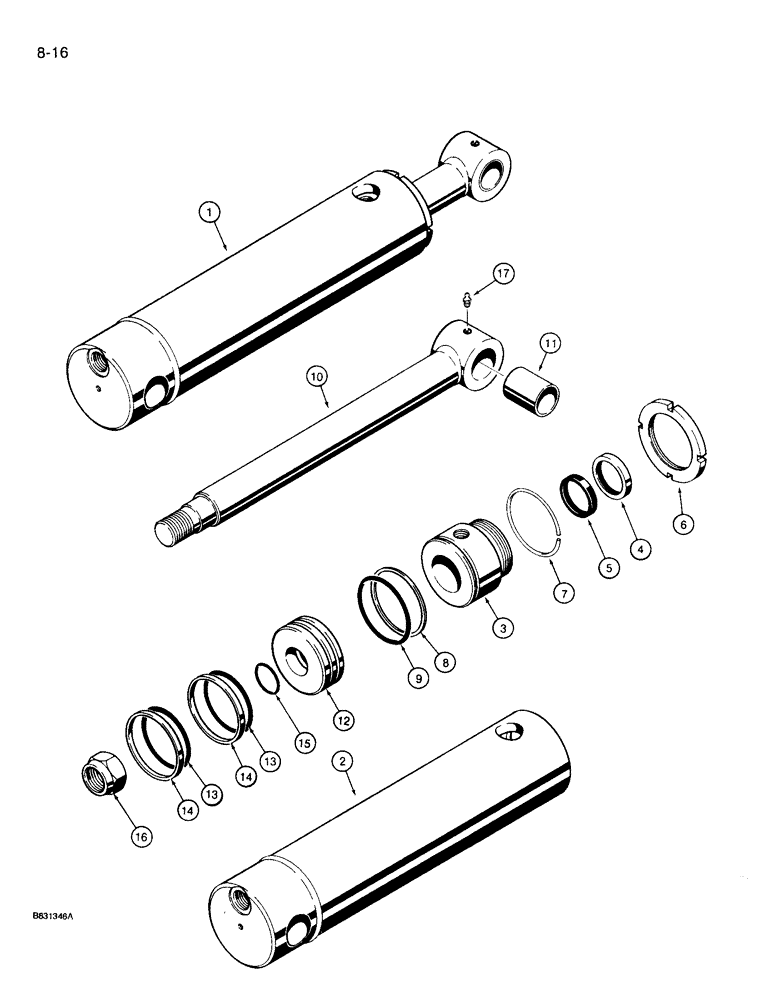 Схема запчастей Case 360 - (8-16) - TRENCHER BOOM LIFT CYLINDER (08) - HYDRAULICS