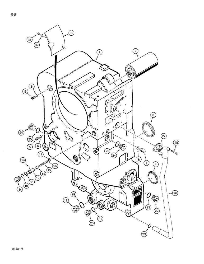 Схема запчастей Case 621 - (6-08) - TRANSMISSION ASSEMBLY, HOUSING, P.I.N. JAK0021701 THRU JAK0027511 (06) - POWER TRAIN