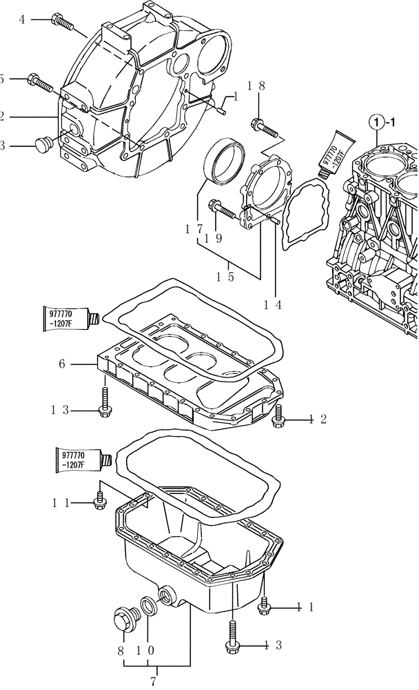 Схема запчастей Case CX31B - (3TNV88-BPYB-6) - FLYWHEEL HOUSING & OIL SUMP (00) - GENERAL & PICTORIAL INDEX