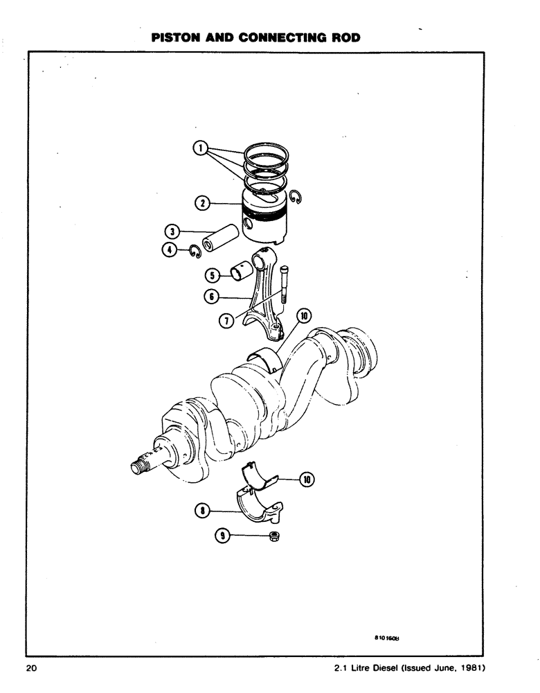 Схема запчастей Case DH4B - (20) - PISTON AND CONNECTING ROD (10) - ENGINE