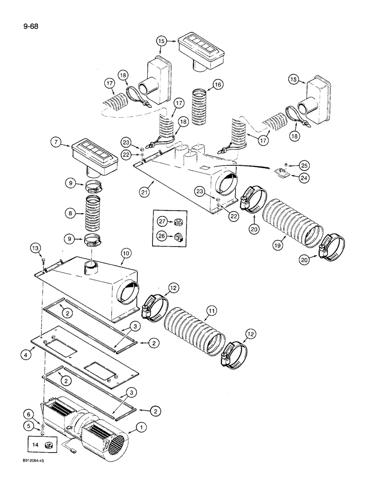 Схема запчастей Case 621 - (9-68) - HEATING/AIR CONDITIONING, PLENUM (09) - CHASSIS/ATTACHMENTS