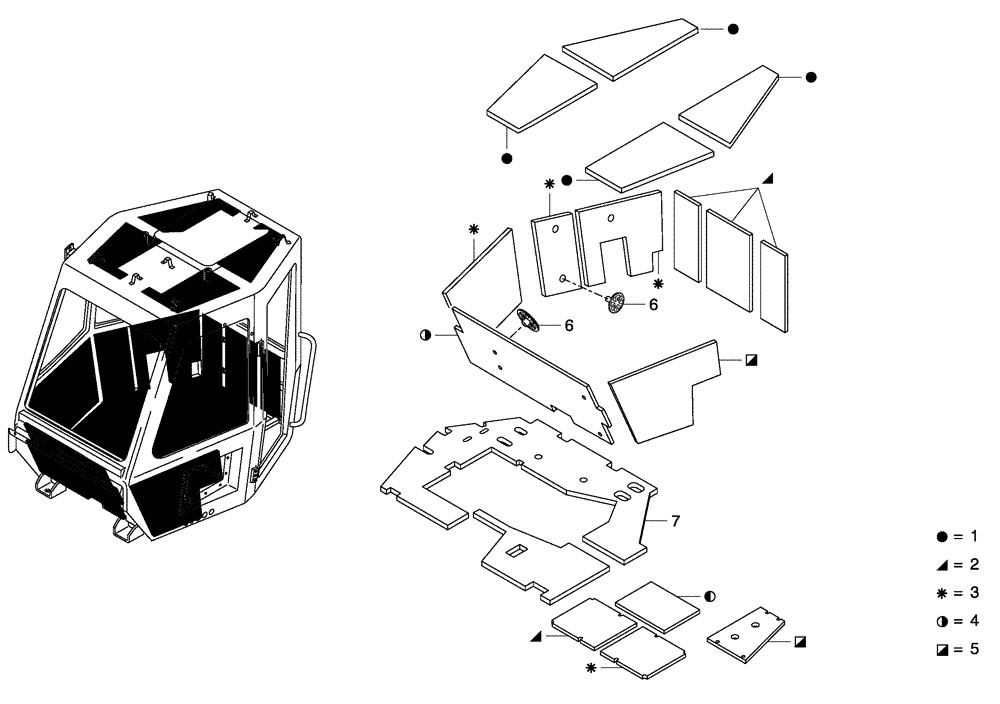 Схема запчастей Case 330 - (51A01011043[02]) - ROPS CAB - SOUND ABSORBING PANEL (10) - Cab/Cowlings