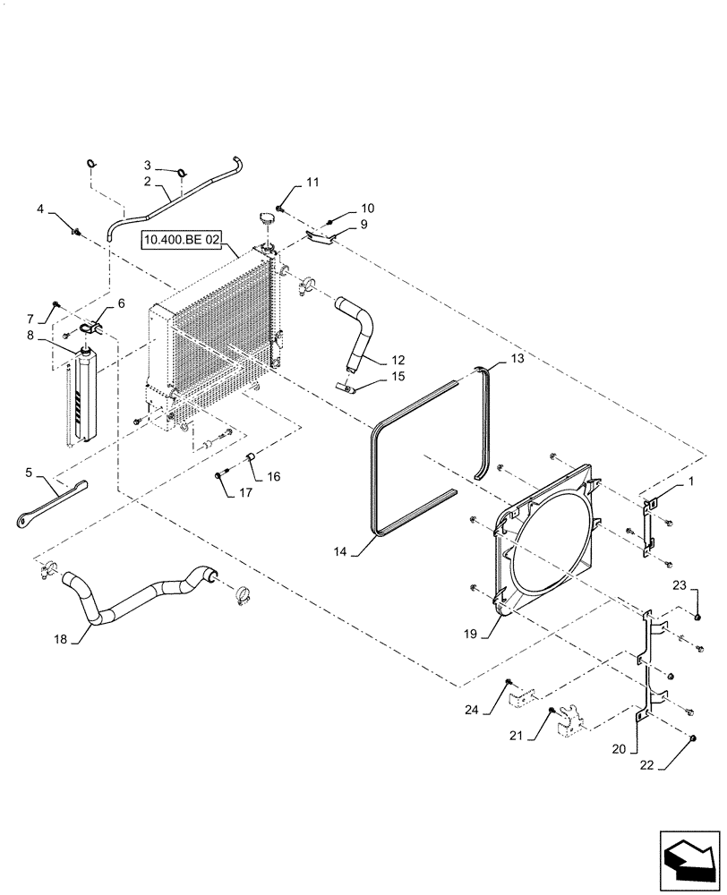 Схема запчастей Case SR200 - (10.400.BE[01]) - RADIATOR & COOLER, LINES (SR200, TR270) (10) - ENGINE