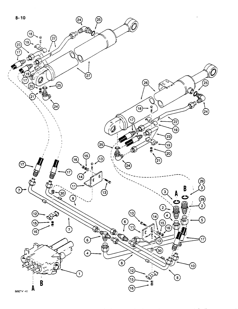 Схема запчастей Case W14C - (8-10) - HYDRAULIC CIRCUIT, LOADER BUCKET (08) - HYDRAULICS