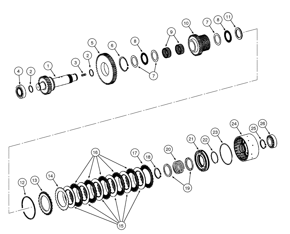 Схема запчастей Case 845 - (06-18[01]) - TRANSMISSION - 4th SPEED AXLE (06) - POWER TRAIN