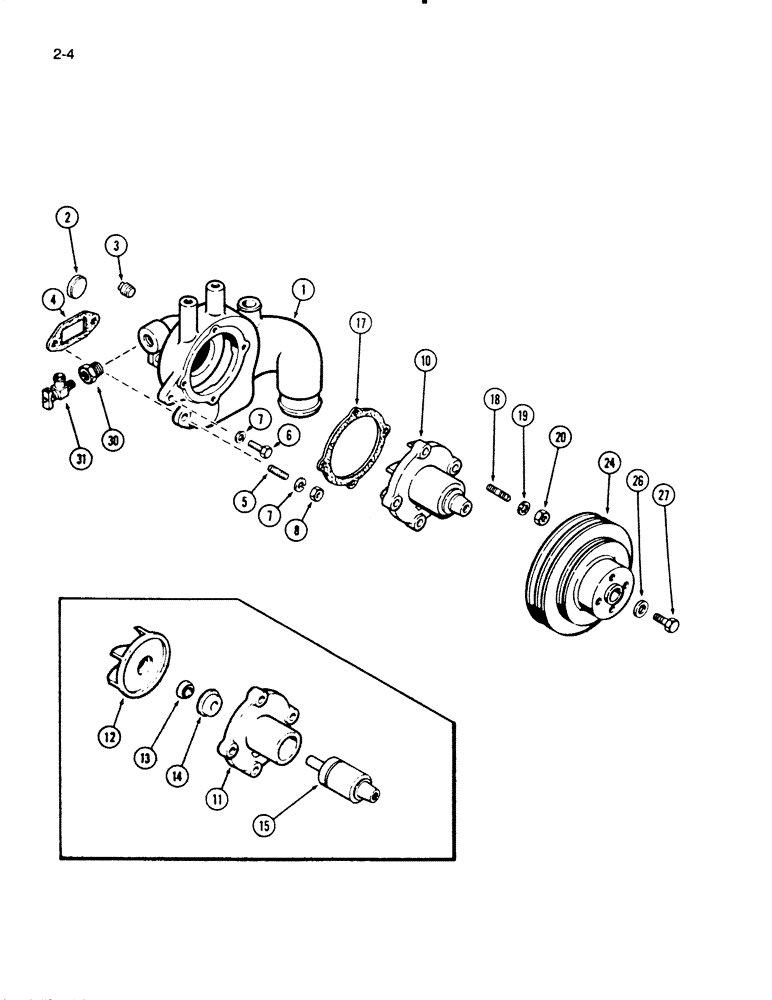 Схема запчастей Case W18B - (2-04) - WATER PUMP, 504BD AND 504BDT ENGINE (02) - ENGINE