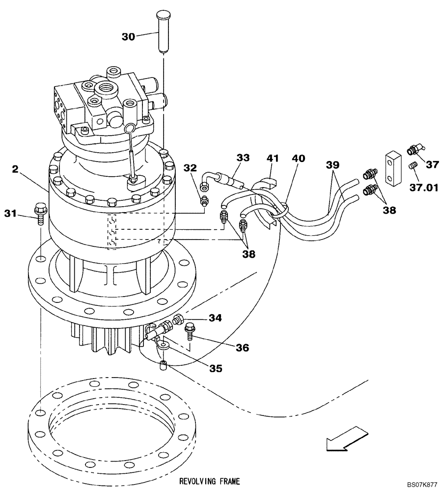 Схема запчастей Case CX225SR - (08-51) - MOUNTING - SWING MOTOR (KRC0228) (08) - HYDRAULICS