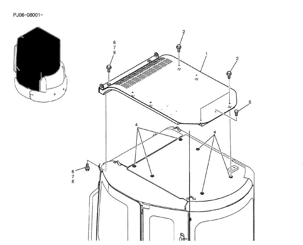 Схема запчастей Case CX50B - (01-057) - GUARD ASSY, HEAD (PW25C00003F1) (05) - SUPERSTRUCTURE