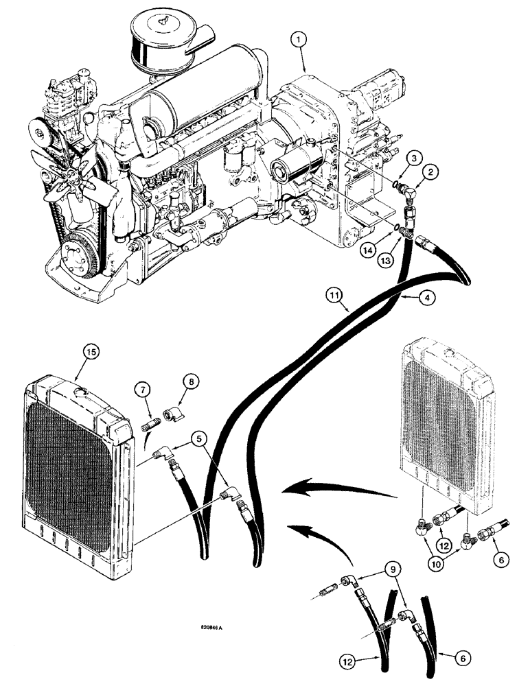 Схема запчастей Case W14 - (280) - TRANSMISSION HYDRAULIC CIRCUIT, TRANSMISSION TO OIL COOLER (06) - POWER TRAIN