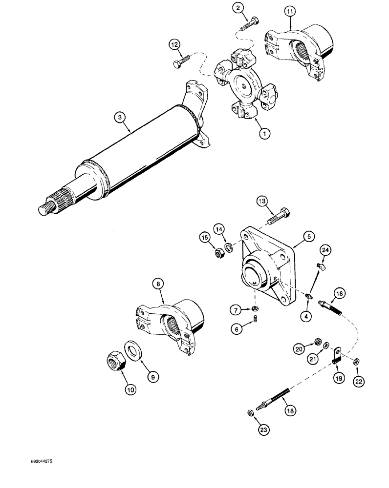 Схема запчастей Case 921 - (6-076) - FRONT DRIVE SHAFT AND SUPPORT BEARING (06) - POWER TRAIN