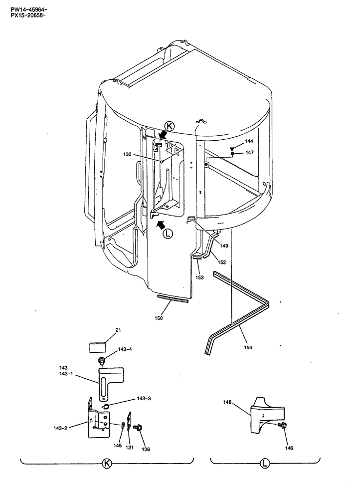 Схема запчастей Case CX36B - (744-17[5]) - CAB ASSY (COOLER) (05) - SUPERSTRUCTURE