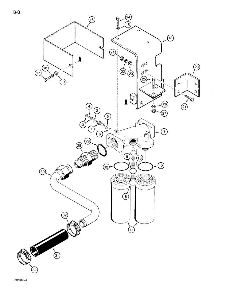 Схема запчастей Case 721 - (8-08) - HYDRAULIC CIRCUIT, OIL FILTER TO HYDRAULIC RESERVOIR (08) - HYDRAULICS