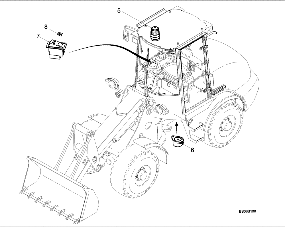 Схема запчастей Case 321E - (32.850[2988774001]) - BEACON LIGHT INSTALLATION (55) - ELECTRICAL SYSTEMS