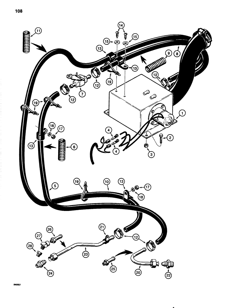 Схема запчастей Case 1080 - (108) - HEATER AND HOSES (50) - CAB CLIMATE CONTROL