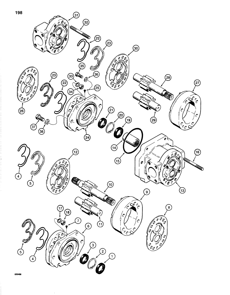 Схема запчастей Case 1280B - (198) - S615229 HYDRAULIC PUMP, USED WITH DETROIT DIESEL ENGINE (08) - HYDRAULICS