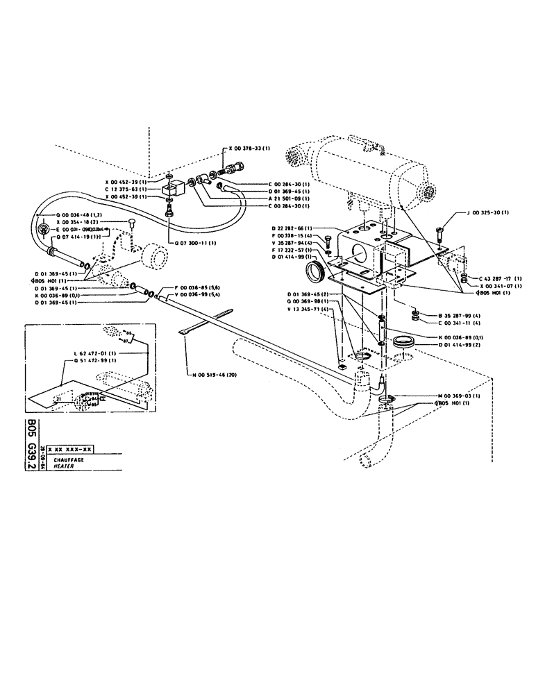 Схема запчастей Case 160CL - (045) - HEATER (05) - UPPERSTRUCTURE CHASSIS