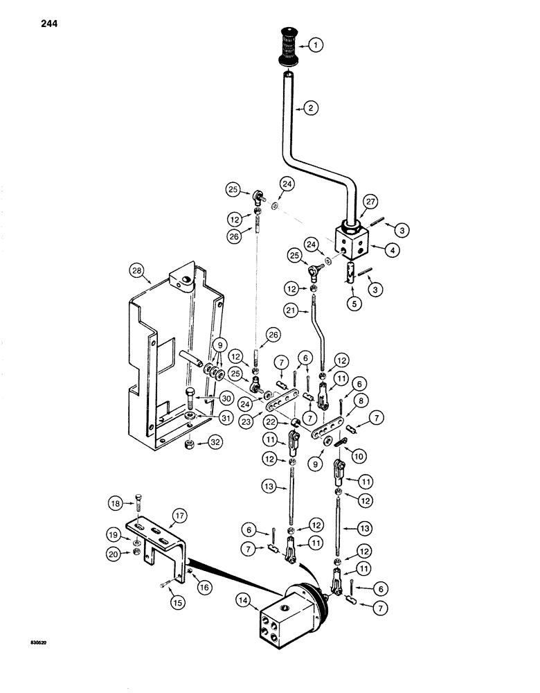 Схема запчастей Case 1280 - (244) - HAND LEVER CONTROLS (05) - UPPERSTRUCTURE CHASSIS