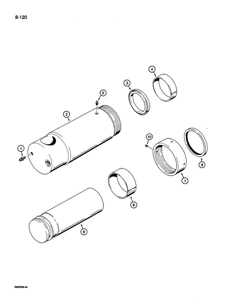 Схема запчастей Case 1085C - (8-120) - LOCKOUT CYLINDER ASSEMBLY (08) - HYDRAULICS