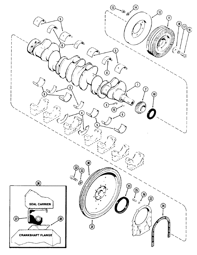 Схема запчастей Case 40 - (022) - CRANKSHAFT AND FLYWHEEL, 504BDT ENGINE (10) - ENGINE