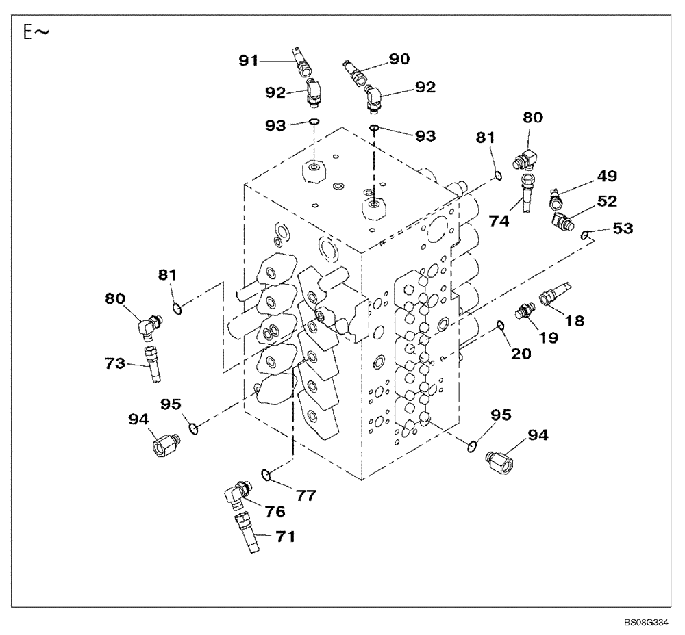 Схема запчастей Case CX470B - (08-25) - HYDRAULICS - PILOT PRESSURE, RETURN LINES (08) - HYDRAULICS