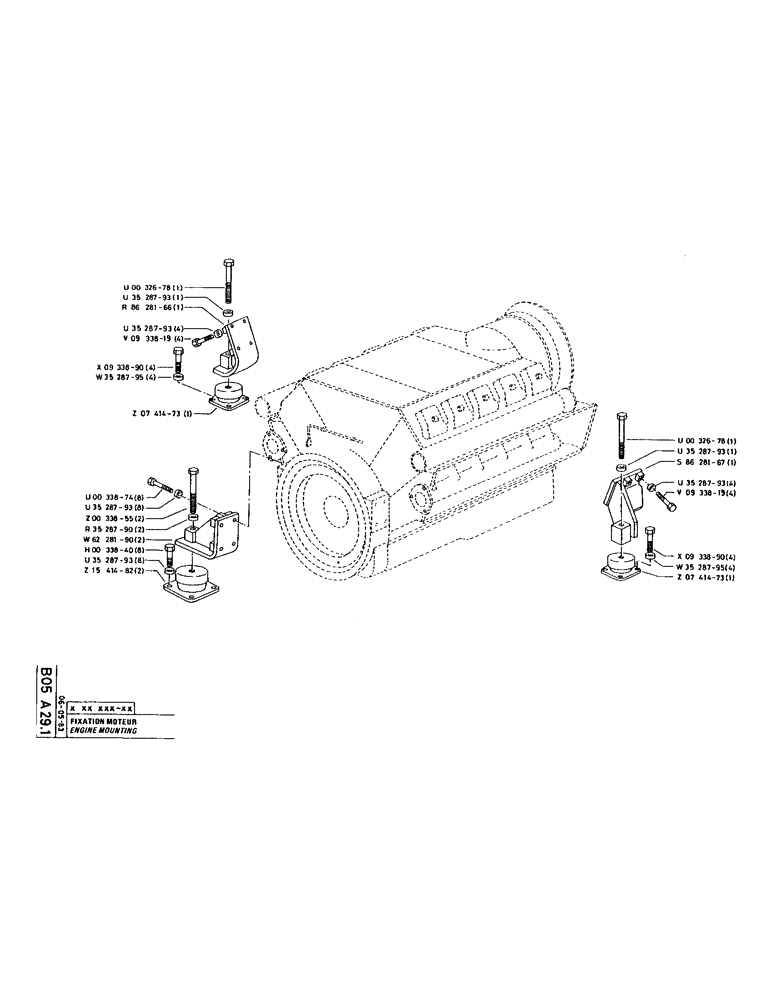 Схема запчастей Case 220 - (040) - ENGINE MOUNTING (01) - ENGINE