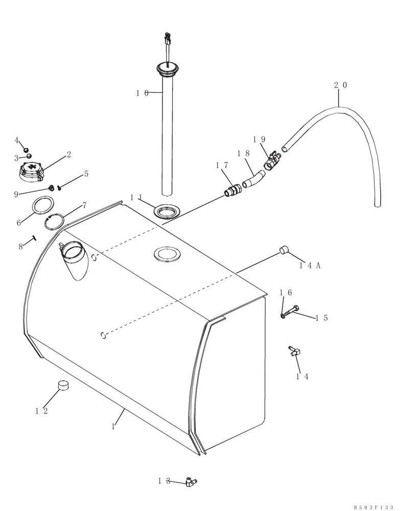 Схема запчастей Case 650K - (03-03) - FUEL TANK (03) - FUEL SYSTEM