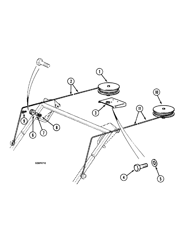 Схема запчастей Case 220B - (9-104) - WINDSHIELD OPENING PARTS, P.I.N. 74441 THROUGH 74597, P.I.N. 03201 AND AFTER (09) - CHASSIS