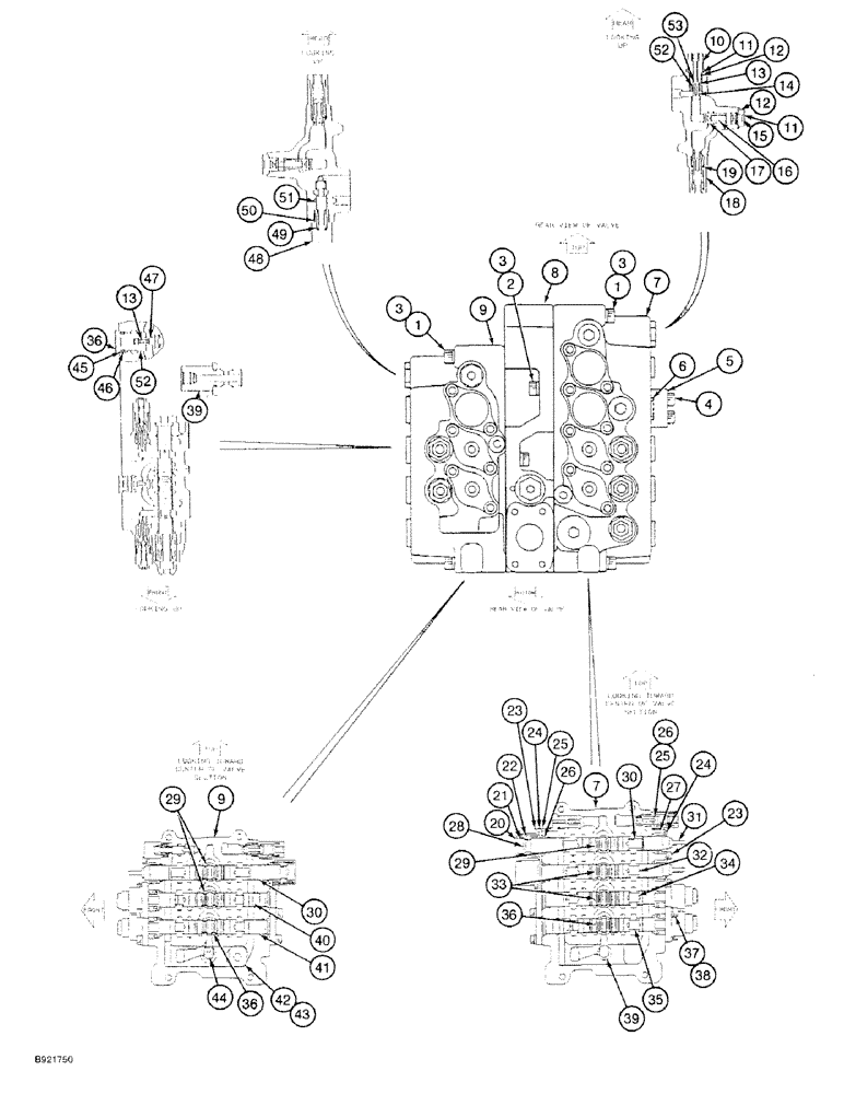 Схема запчастей Case 9030 - (8-60) - 153562A1 AND 158022A1 HYDRAULIC CONTROL VALVES, SPOOLS, CHECK VALVES AND RELATED PARTS (08) - HYDRAULICS