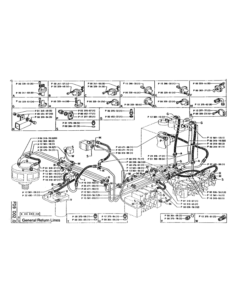 Схема запчастей Case 160CL - (36) - GENERAL RETURN LINES (07) - HYDRAULIC SYSTEM