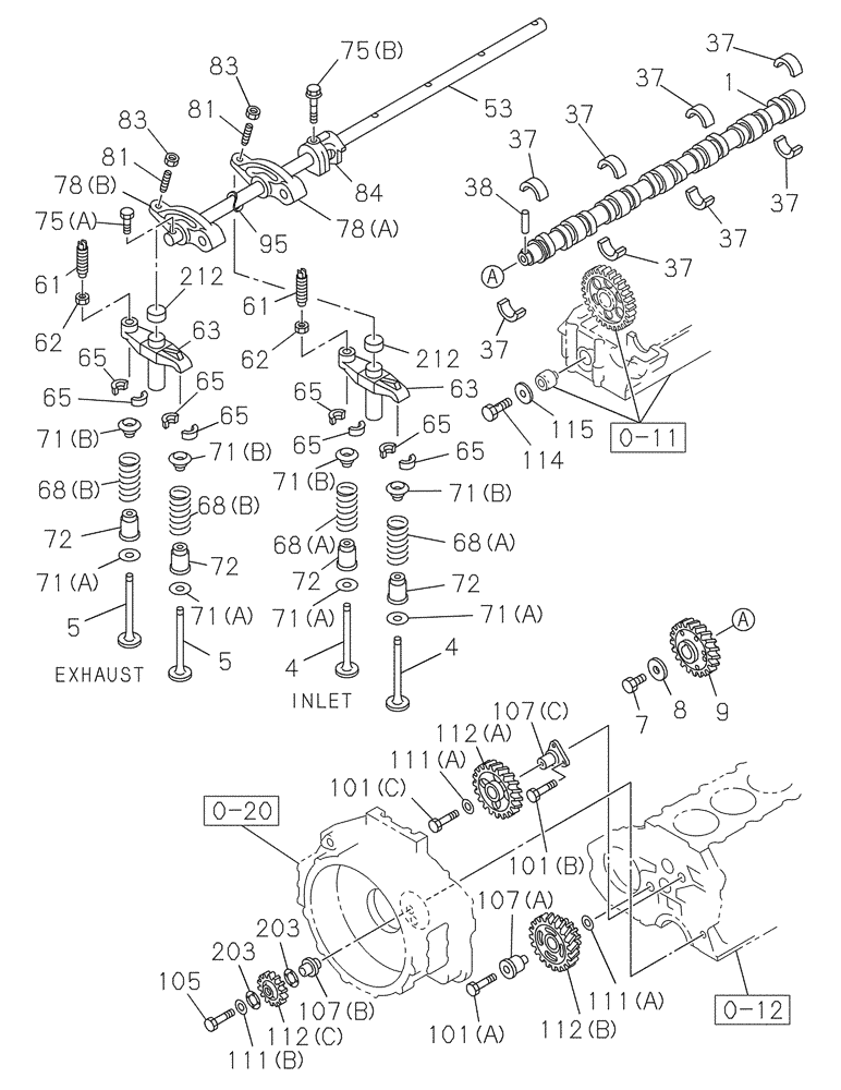 Схема запчастей Case CX350C - (02-010[00]) - CAMSHAFT - VALVE MECHANISM (02) - ENGINE