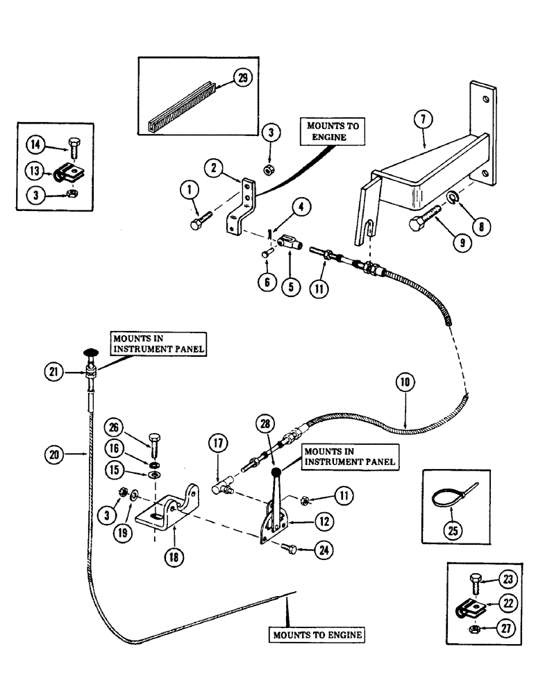 Схема запчастей Case 880B - (074) - THROTTLE CONTROL (01) - ENGINE