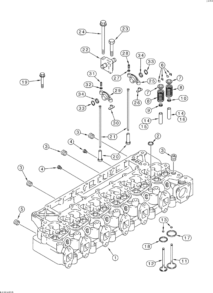 Схема запчастей Case 6030 - (02-14) - CYLINDER HEAD VALVE MECHANISM 6T-590 EPA TIER 1 EMISSIONS CERTIFIED ENGINE (02) - ENGINE