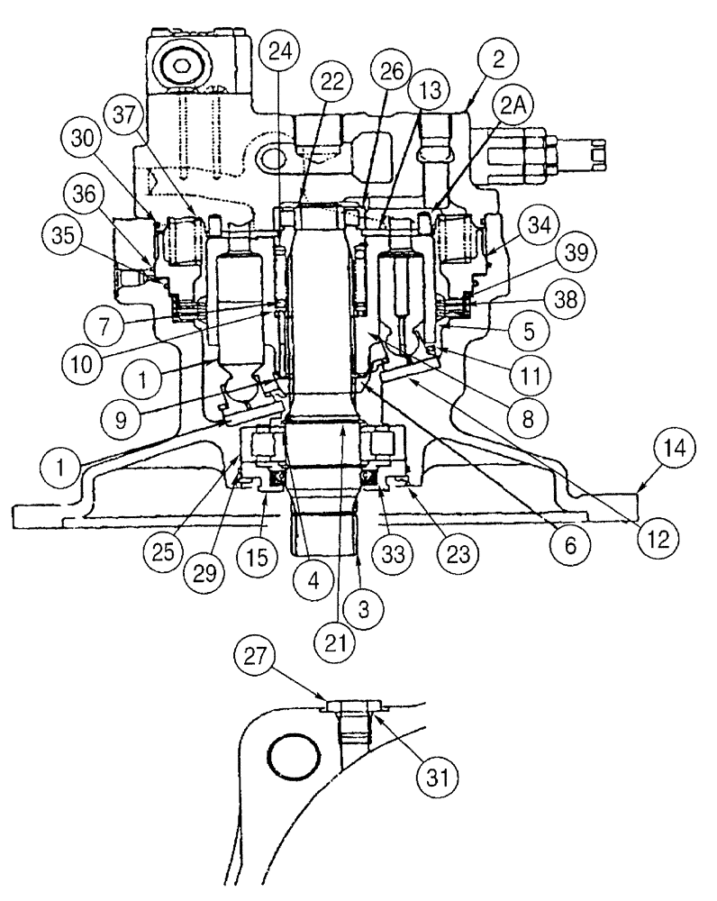 Схема запчастей Case 9050B - (8-206) - 165630A1 SWING MOTOR ASSEMBLY (08) - HYDRAULICS