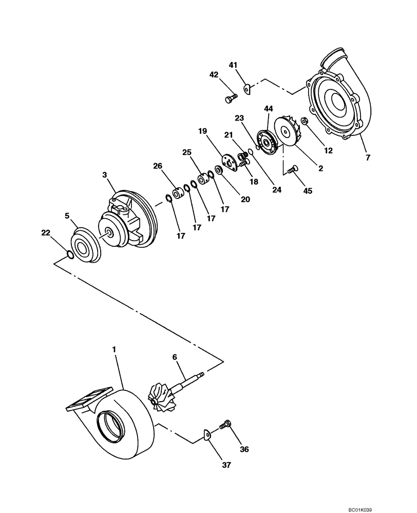 Схема запчастей Case CX800 - (02-14) - TURBOCHARGER ASSY (02) - ENGINE