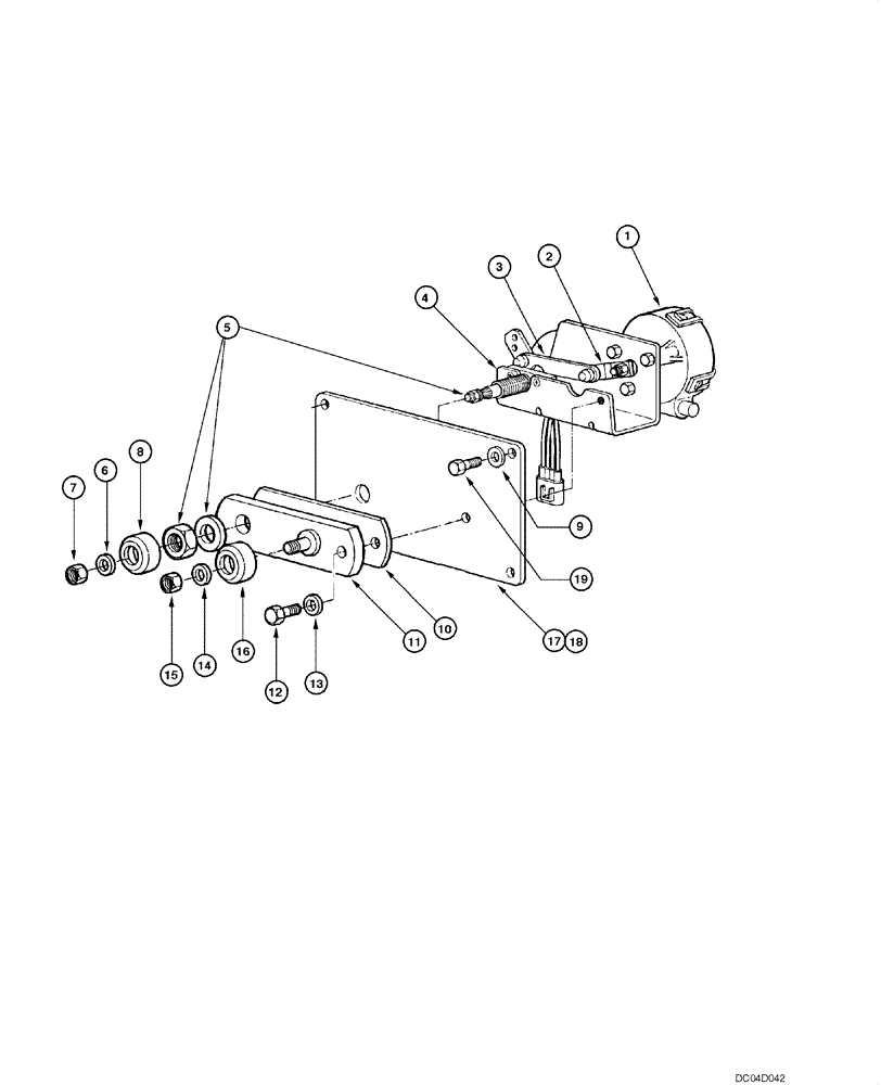 Схема запчастей Case 885 - (04.28[00]) - FRONT/REAR WINDSHILD WIPER MOTOR (04) - ELECTRICAL SYSTEMS