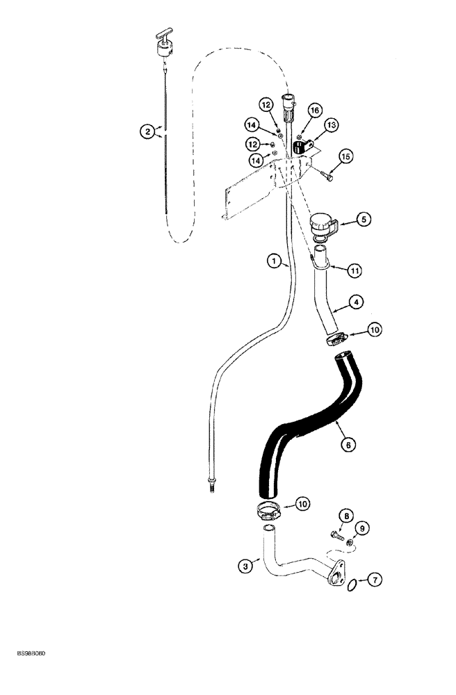 Схема запчастей Case 650G - (2-05A) - ENGINE FILLER TUBE AND DIPSTICK CRAWLER P.I.N. JJG0216449 AND AFTER (02) - ENGINE