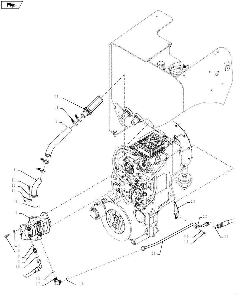 Схема запчастей Case 1021F - (33.202.02[01]) - HYDRAULICS - MAIN BRAKE - PUMP (33) - BRAKES & CONTROLS