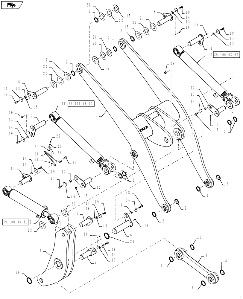 Схема запчастей Case 521F - (39.105.01) - LIFT ARM INSTALLATION, Z-BAR (39) - FRAMES AND BALLASTING