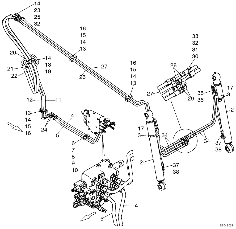 Схема запчастей Case 445CT - (08-02) - HYDRAULICS - LOADER BUCKET (08) - HYDRAULICS