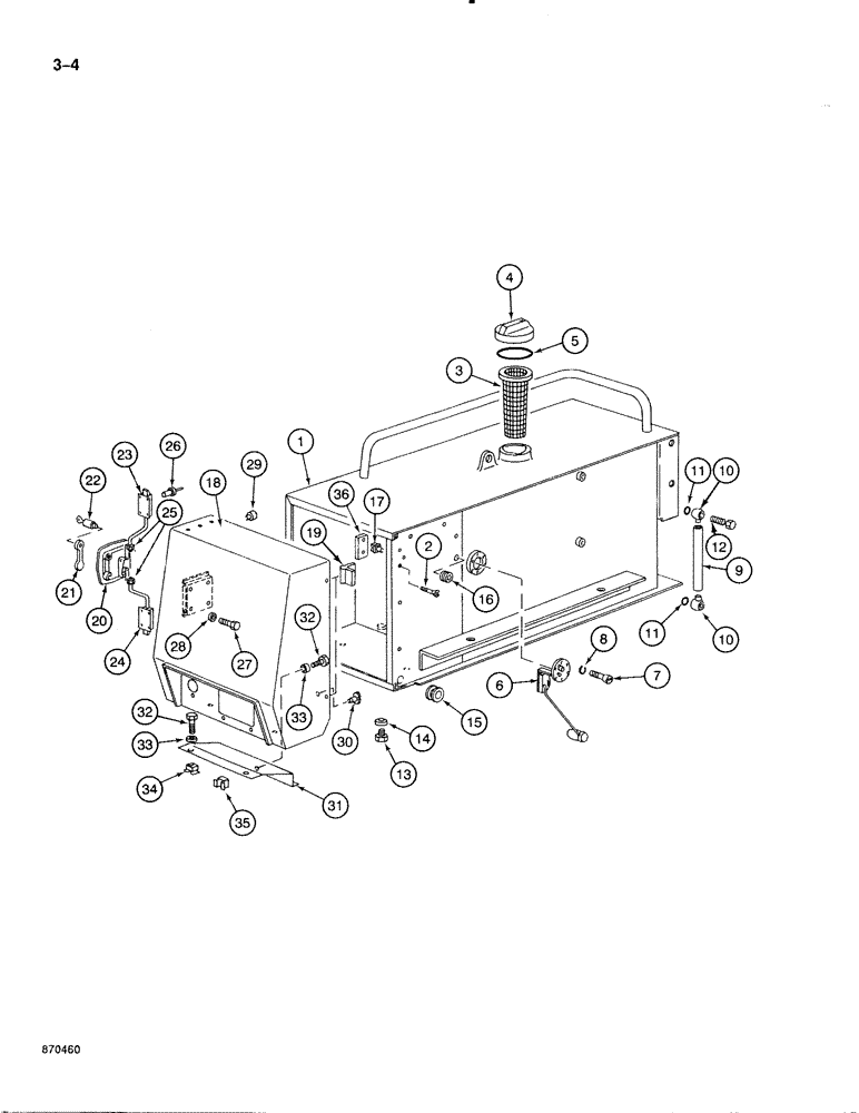 Схема запчастей Case 888 - (3-004) - FUEL TANK AND STORAGE COMPARTMENT, P.I.N. FROM XXXXX TO 74277, 74279, 74280 (03) - FUEL SYSTEM