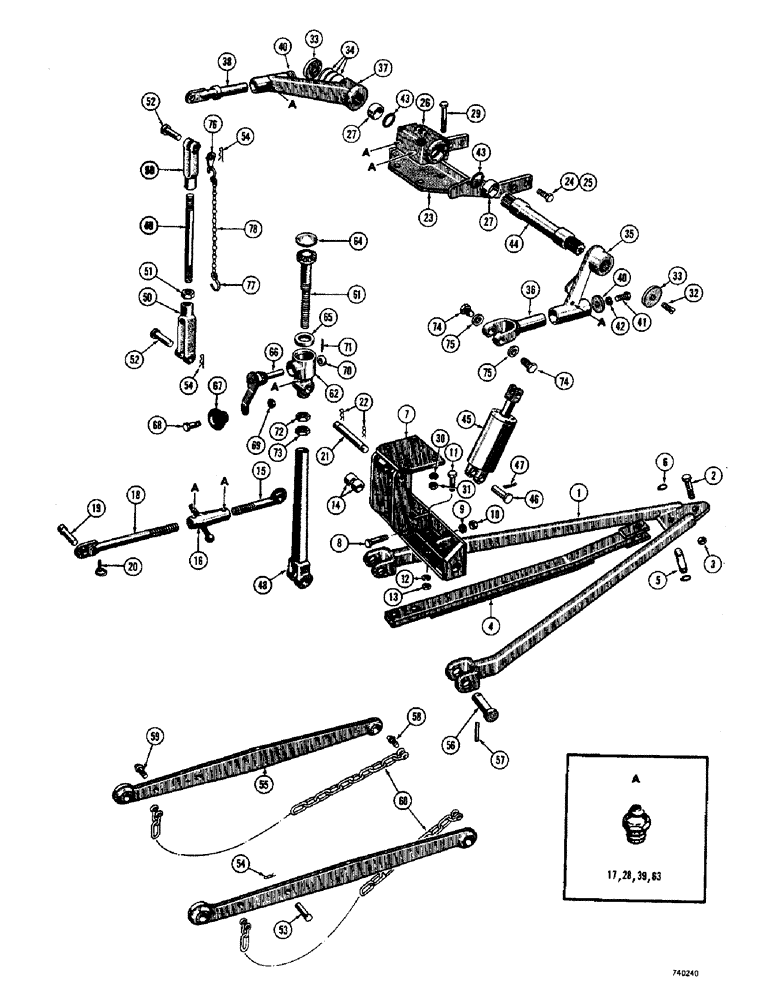 Схема запчастей Case 350 - (386) - THREE POINT HITCH (05) - UPPERSTRUCTURE CHASSIS