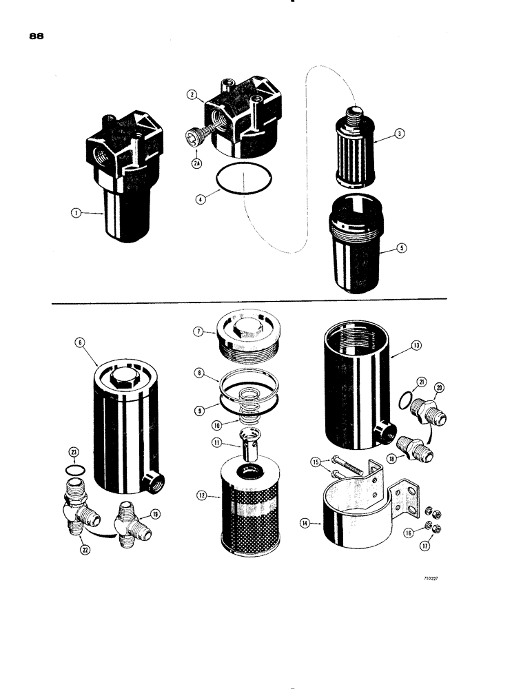 Схема запчастей Case 1150 - (088) - TRANSMISSION OIL FILTERS (04) - UNDERCARRIAGE