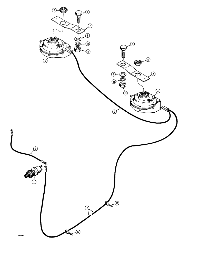 Схема запчастей Case 350 - (108) - HORN (06) - ELECTRICAL SYSTEMS